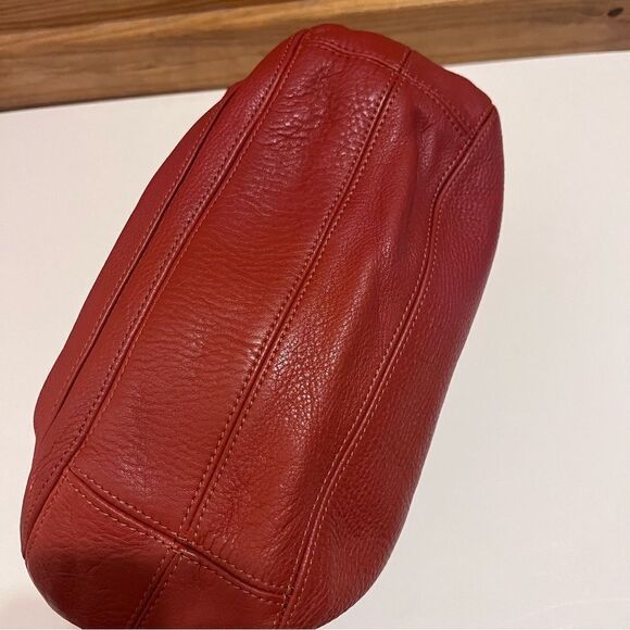 Chloe Grapefruit Red Leather Satchel Top Handle Brushed Gold Shoulder Bag Tote - Picture 7 of 12